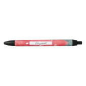 Stylo Noir Fraise d'aquarelle mignonne (Devant)