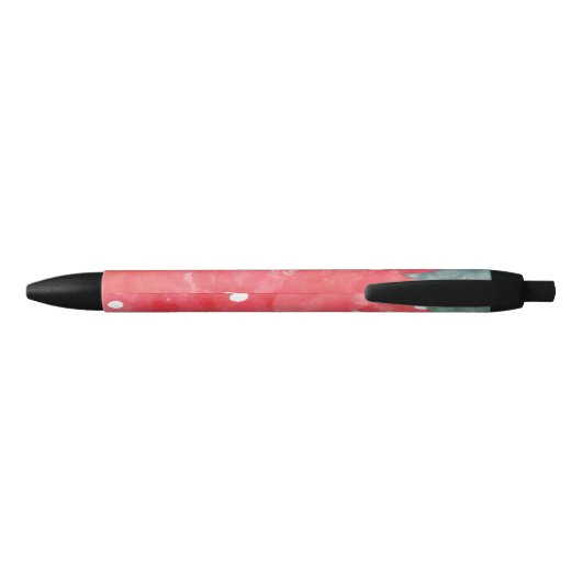 Stylo Noir Fraise d'aquarelle mignonne (Dos)
