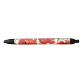 Stylo Noir Frontière horizontale avec le pavot rouge (Devant)