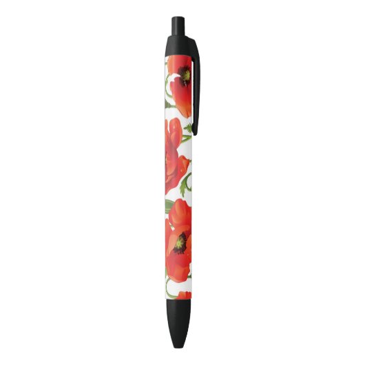 Stylo Noir Frontière horizontale avec le pavot rouge (Bas (Vertical))