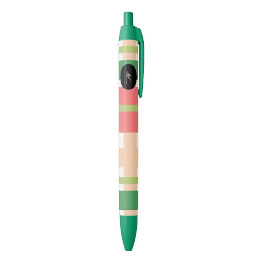 Stylo Noir Fruits de pastèque Plaid vert rose (Bas (Vertical))