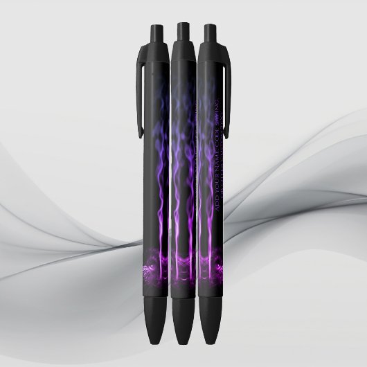 Stylo Noir Fumée de dragon noir et pourpre avec votre nom