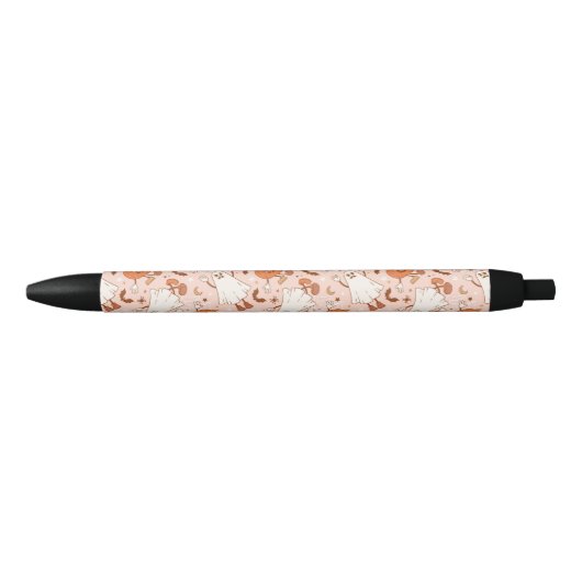 Stylo Noir Fun Retro Ghost & Jack-O-Lantern Motif (Devant)