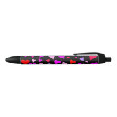 Stylo Noir Fun Rouge, rose, violet & Magenta Coeurs Motif Sty (Haut)