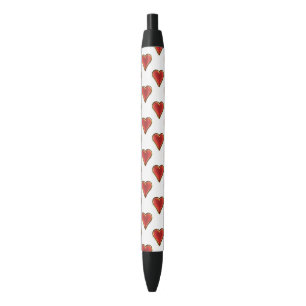 Stylo Noir Funny Heart Motif or rouge + votre arrière - plan
