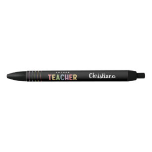 Stylo Noir Futur enseignant personnalisé cadeau coloré