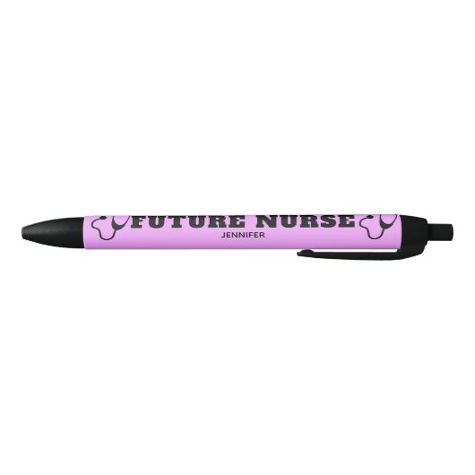 Stylo Noir Futur Infirmière Stethoscope Pastel Purple Nom (Bas)