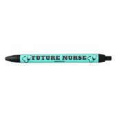 Stylo Noir Future infirmière Stethoscope Aqua Turquoise Perso (Devant)