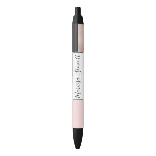 Stylo Noir Géométrie moderne Rose Gold Black Blush (devant Vertical)
