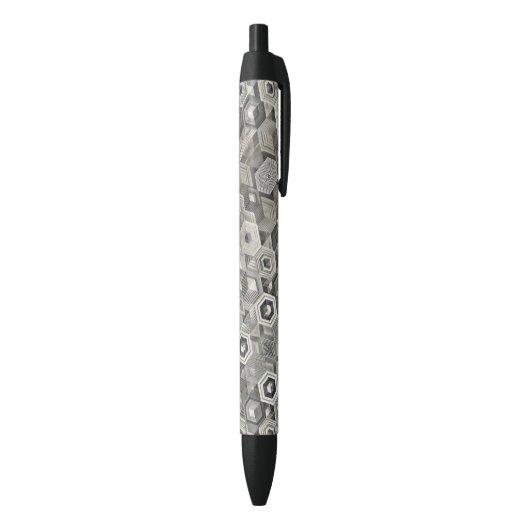 Stylo Noir Géométries en nuances de gris (Bas (Vertical))