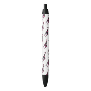 Stylo Noir Girafe Rose Clair et Silhouette Noire