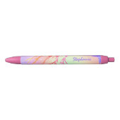 Stylo Noir Girl Rainbow Sparkles Nom du monogramme (Devant)