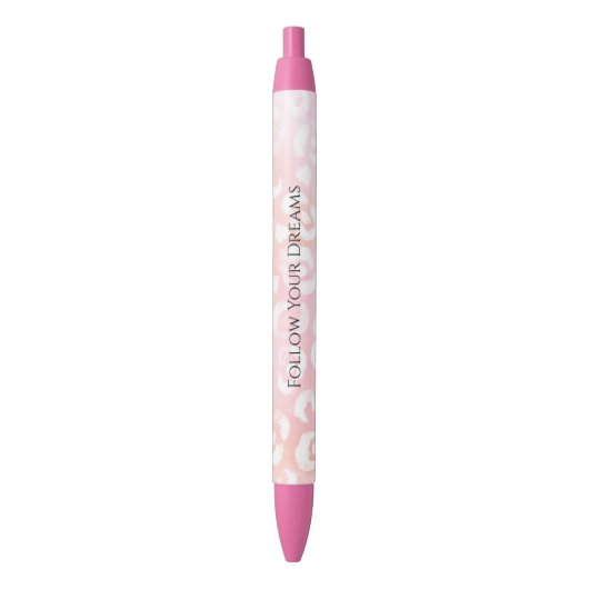 Stylo Noir Girly Blush Pink White Leopard Animal  (devant Vertical)