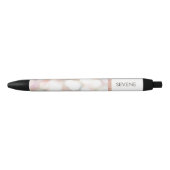 Stylo Noir Girly Bokeh Rose Gold Sequin Nom personnalisé (Devant)