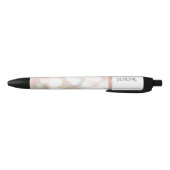 Stylo Noir Girly Bokeh Rose Gold Sequin Nom personnalisé (Bas)