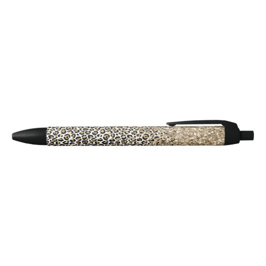 Stylo Noir Girly Glam Gold Empreinte de léopard Parties scint (Haut)