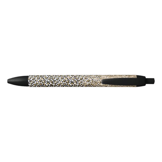 Stylo Noir Girly Glam Gold Empreinte de léopard Parties scint (Dos)