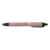 Stylo Noir Girly Rose Gold Leopard Monogram Nom élégant (Bas)