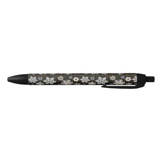 Stylo Noir Glam aux flocons dorés de minuit (Bas)