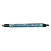 Stylo Noir Glam Turquoise Turquoise Blue Empreinte de léopard (Devant)