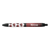 Stylo Noir Glamor Red Parties scintillant scintille Coeur Per (Devant)