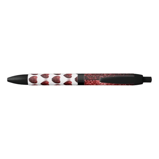 Stylo Noir Glamor Red Parties scintillant scintille Coeur Per (Dos)