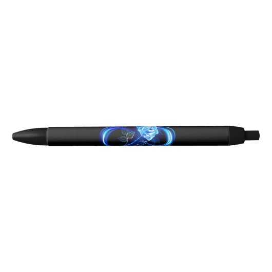 Stylo Noir Glowing infinity with blue rose (Devant)
