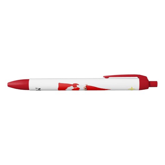 Stylo Noir Gnome mignonne tenant un coeur et un monogramme (Haut)