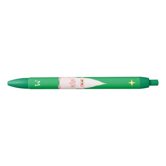 Stylo Noir Gnome mignonne tenir un coeur et un monogramme sur (Devant)