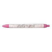 Stylo Noir Gold Blush Pink Rose Petals Floral (Devant)