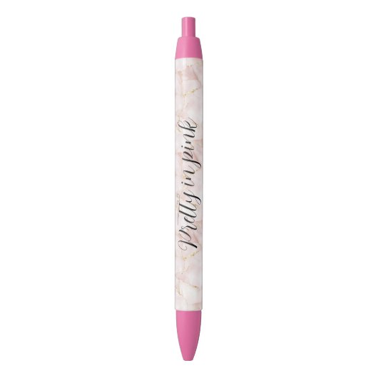 Stylo Noir Gold Blush Pink Rose Petals Floral (devant Vertical)