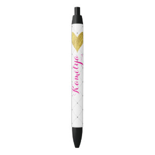 Stylo Noir Gold Foil Heart