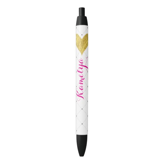 Stylo Noir Gold Foil Heart (devant Vertical)