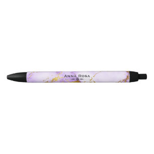Stylo Noir * Gold Lavender Marble Chic Populaire
