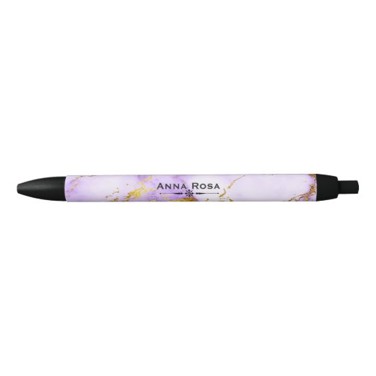 Stylo Noir * Gold Lavender Marble Chic Populaire (Devant)