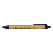 Stylo Noir Gold Parties scintillant Heart Nom personnalisé (Haut)