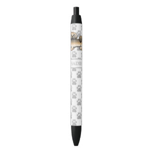 Stylo Noir Gold Sable Lhasa Apso Cartoon Chien & Nom