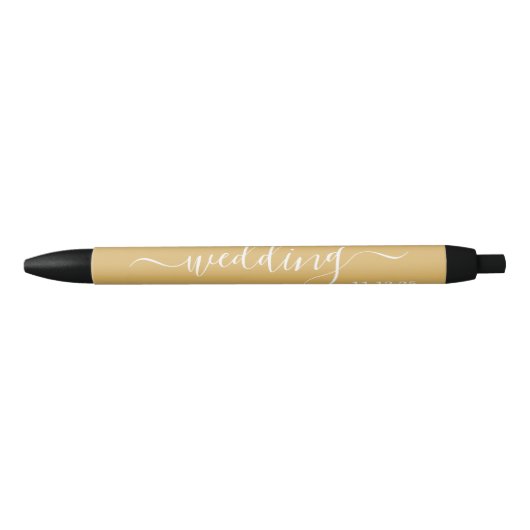 Stylo Noir Gold & White moderne Simple Script Wedding Faveur (Devant)