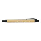 Stylo Noir Gold & White moderne Simple Script Wedding Faveur (Haut)