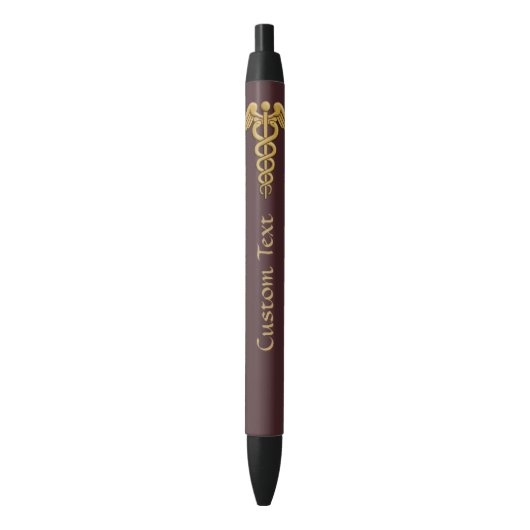 Stylo Noir Golden Double Snake Caduceus (devant Vertical)