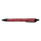 Stylo Noir Golden Treble Clef avec fleurs Roses (Bas)