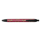 Stylo Noir Golden Treble Clef avec fleurs Roses (Dos)