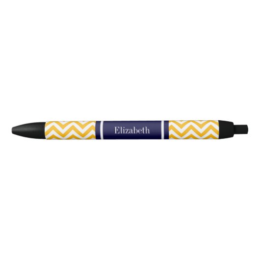 Stylo Noir Goldenrod White LG Chevron Navy Blue Nom Monogramm (Devant)