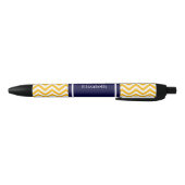 Stylo Noir Goldenrod White LG Chevron Navy Blue Nom Monogramm (Bas)