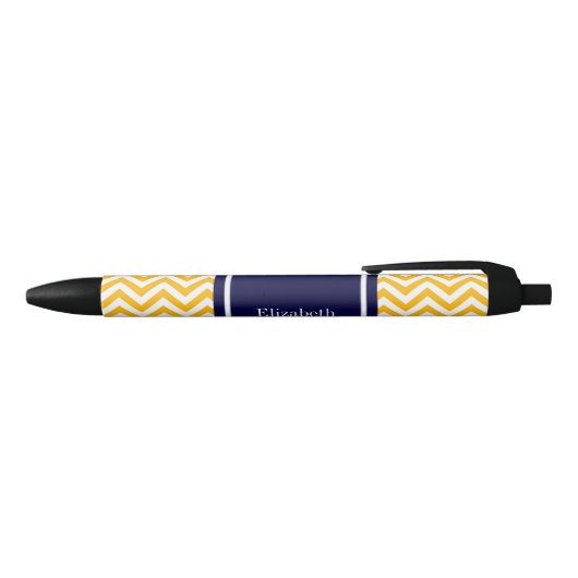 Stylo Noir Goldenrod White LG Chevron Navy Blue Nom Monogramm (Haut)