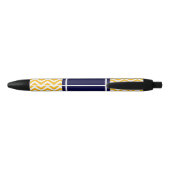 Stylo Noir Goldenrod White LG Chevron Navy Blue Nom Monogramm (Dos)