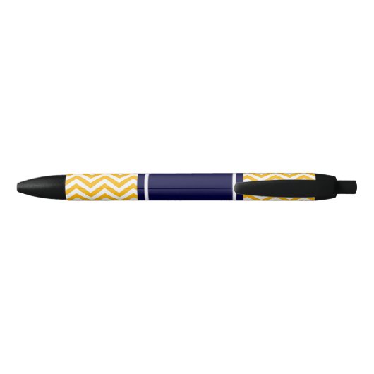 Stylo Noir Goldenrod White LG Chevron Navy Blue Nom Monogramm (Dos)