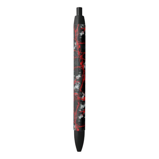 Stylo Noir Goth nocturne d'horreur - Noir et Blanc, Rouge (devant Vertical)