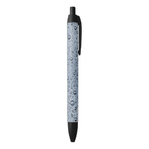 Stylo Noir gouttelettes d'eau gris de métal