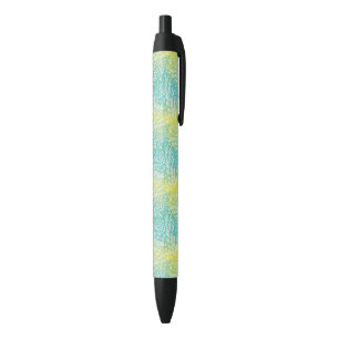 Stylo Noir Gradient jaune et bleu vintage floral